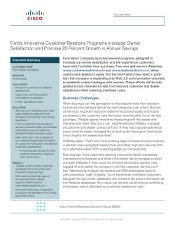 Ford`s Innovative Customer Relations Programs Increase