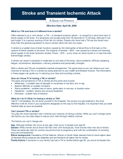 Stroke and Transient Ischemic Attack Appendix F: Stroke and