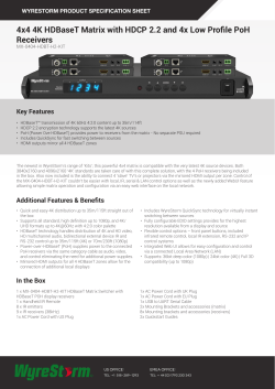 4x4 4K HDBaseT Matrix with HDCP 2.2 and 4x Low Profile PoH