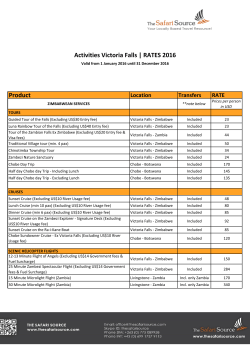 Activities Victoria Falls | RATES 2016