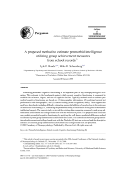 A proposed method to estimate premorbid intelligence utilizing