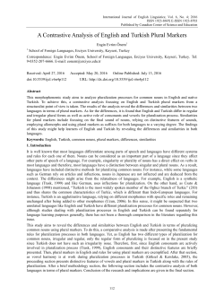A Contrastive Analysis of English and Turkish Plural Markers
