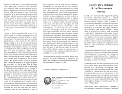 Henry VIIIs Defense of the Sacraments Part One