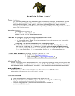 Pre-Calculus Syllabus 2016-2017