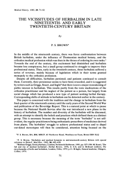 the vicissitudes of herbalism in late nineteenth