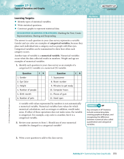 Lesson 27-2 Learning Targets: ActiVity 27