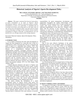 Historical Analysis of Nigeria`s Sports Development Policy