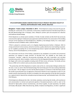stelis biopharma begins construction of multi