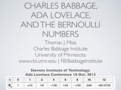 charles babbage, ada lovelace, and the bernoulli numbers