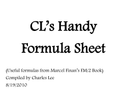 (Useful formulas from Marcel Finan`s FM/2 Book) Compiled by