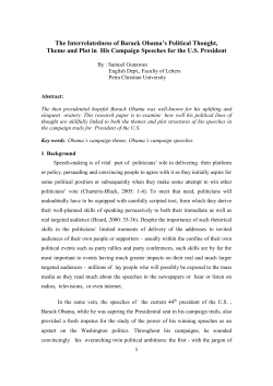 The Interrelatedness of Barack Obama`s Political - Faculty e