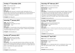 Sunday 29th January 2017 Sunday 11th December 2016