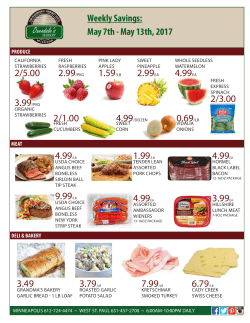 2.99EA 0.69/LB 4.99EA 2/1.00 2.99/PKG 2/3.00 Weekly Savings