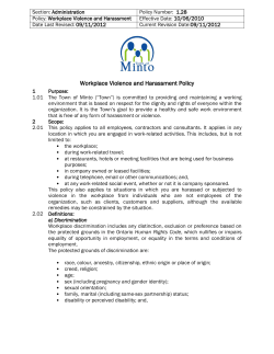 Workplace Violence and Harassment Policy