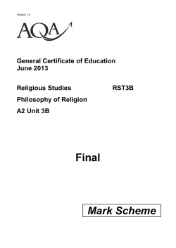 A-level Religious Studies Mark scheme RST3B - Philosophy
