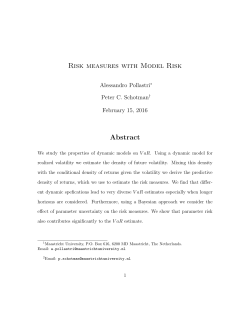 Risk measures with Model Risk Abstract