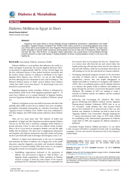 Diabetes Mellitus in Egypt in Short