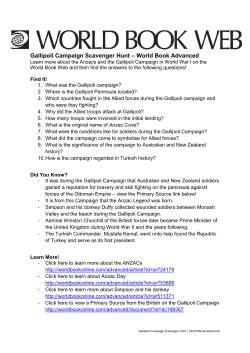Gallipoli Campaign Scavenger Hunt &ndash; World Book Advanced