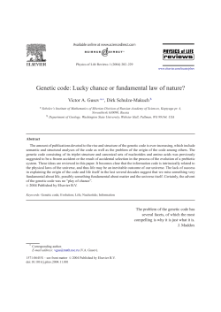 Genetic code: Lucky chance or fundamental law of nature?