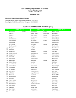 Salt Lake City Department of Airports Hangar Waiting List SOUTH
