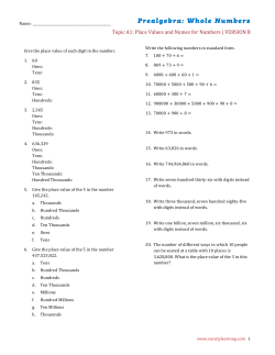 Prealgebra: Whole Numbers