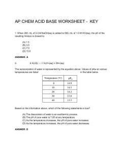 AP CHEM ACID BASE WORKSHEET