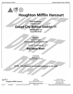 Cost Proposal Math Textbook Adoption MS/HS