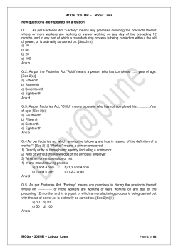 MCQs - 305HR – Labour Laws Page 1 of 62 MCQs 305 HR