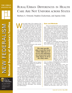 Rural/Urban Differences in Health Care Are Not Uniform Across States
