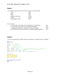 STAT 6250 - Homework 1: Chapters 1 and 2 Chapter 1 2. In the
