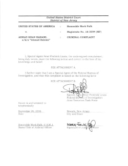 Rahami Ahmad Khan NJ Complaint