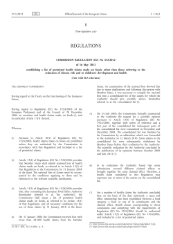 (EU) No 432/2012 - The Food Safety Authority of Ireland