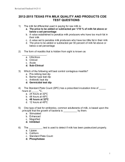 2012-2015 texas ffa milk quality and products cde