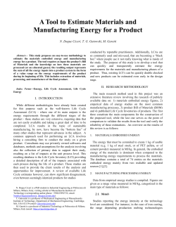 A Tool to Estimate Materials and Manufacturing Energy for a Product