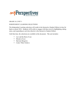 GRADE 10, UNIT 3 INDEPENDENT LEARNING