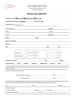 Pearl Harbor Yacht Club Membership Application