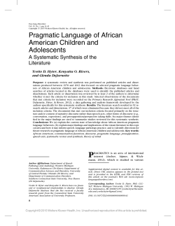 Pragmatic Language of African American Children and Adolescents