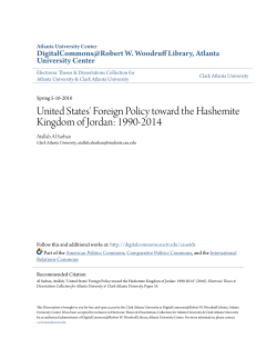 United States` Foreign Policy toward the Hashemite Kingdom of