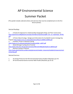 AP Environmental Science Summer Packet