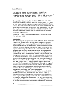 Images and artefacts: William Henry Fox Talbot and `The Museum `1