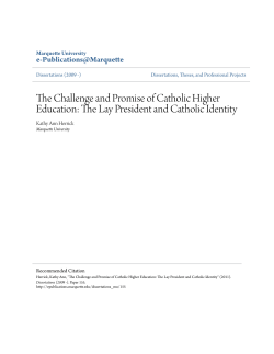 The Challenge and Promise of Catholic Higher Education: The Lay