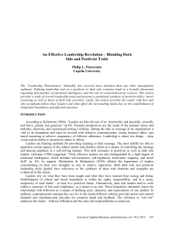 An Effective Leadership Revelation &ndash; Blending Dark Side and