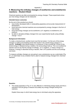 8. Measuring the enthalpy changes of exothermic