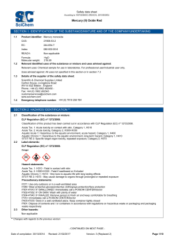 Mercury (II) Oxide Red SECTION 1: IDENTIFICATION OF THE