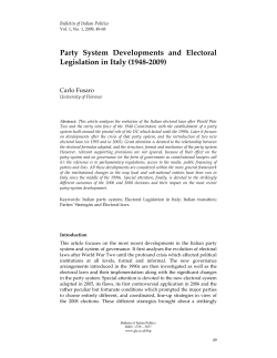 Party System Developments and Electoral Legislation in Italy (1948