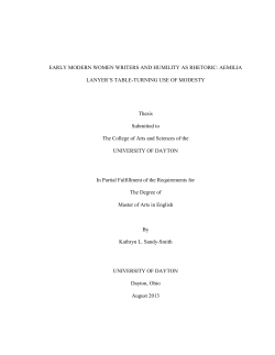 EARLY MODERN WOMEN WRITERS AND HUMILITY AS