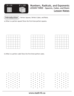 Math 10C: Squares, Cubes, and Roots