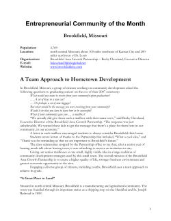 Brookfield Missouri - Center for Rural Entrepreneurship