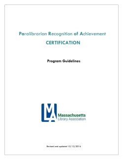 Paralibrarian Recognition of Achievement CERTIFICATION Program
