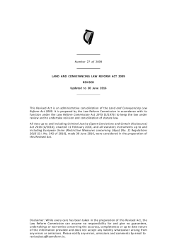 Number 27 of 2009 LAND AND CONVEYANCING LAW REFORM